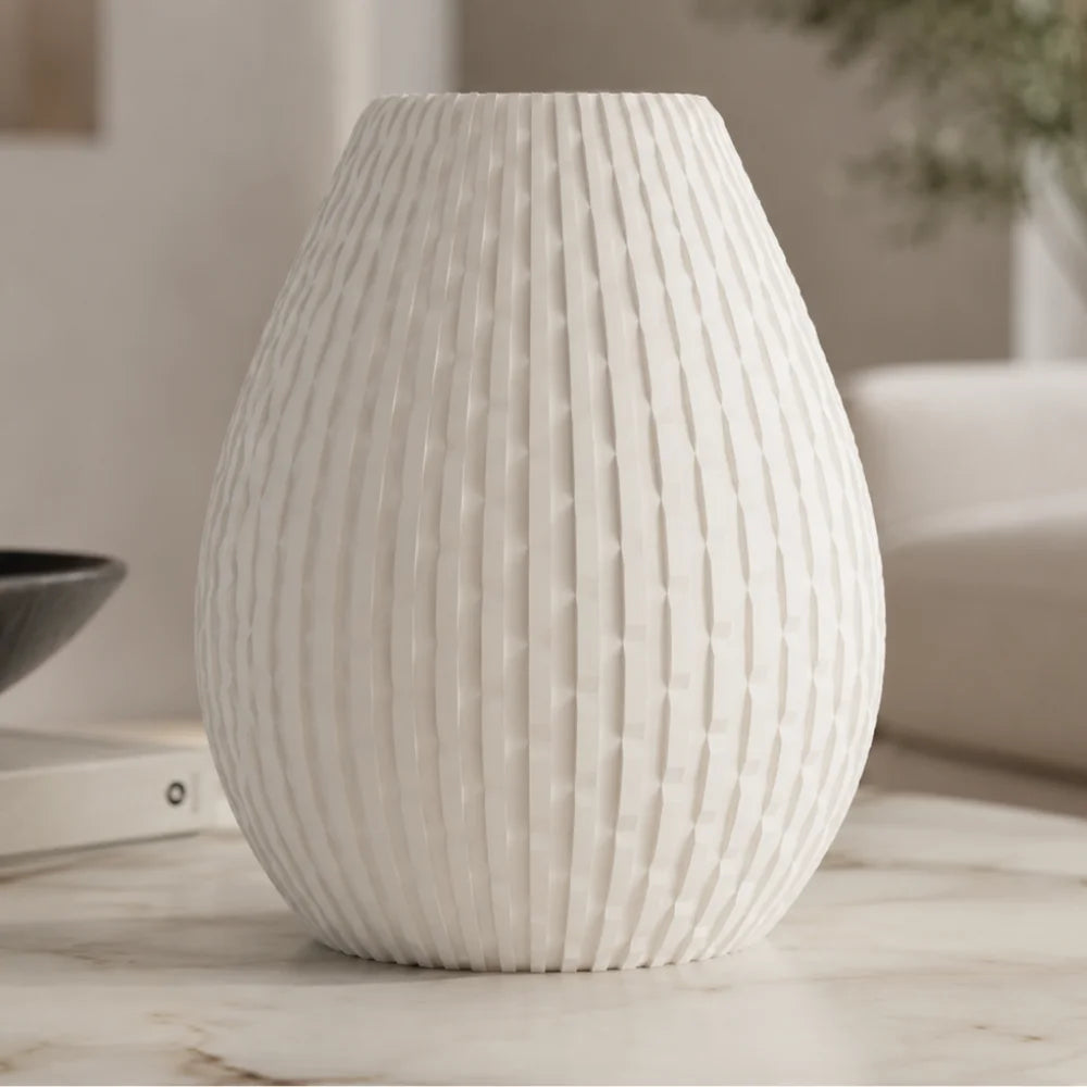 Vaza decorativa Dragon Egg, alb mat, 20 cm