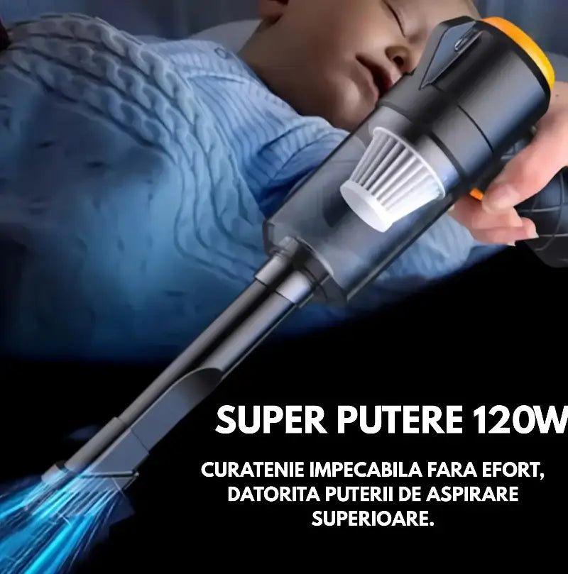 Aspirator portabil 4-în-1 fără fir, 32×15 cm, Negru