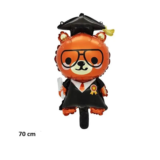 Balon folie metalizată – ursuleț absolvent 70 cm (maro/negru), umflare aer sau heliu