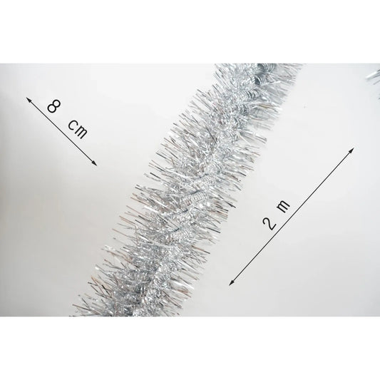 Betala craciun, argintiu, 2 m x 8 cm, folie PVC, interior exterior