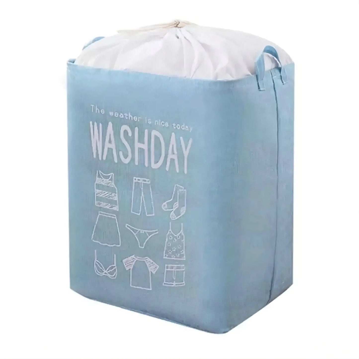 Coș de rufe 72 L textil 30 × 40 × 60 cm – albastru cu imprimeu