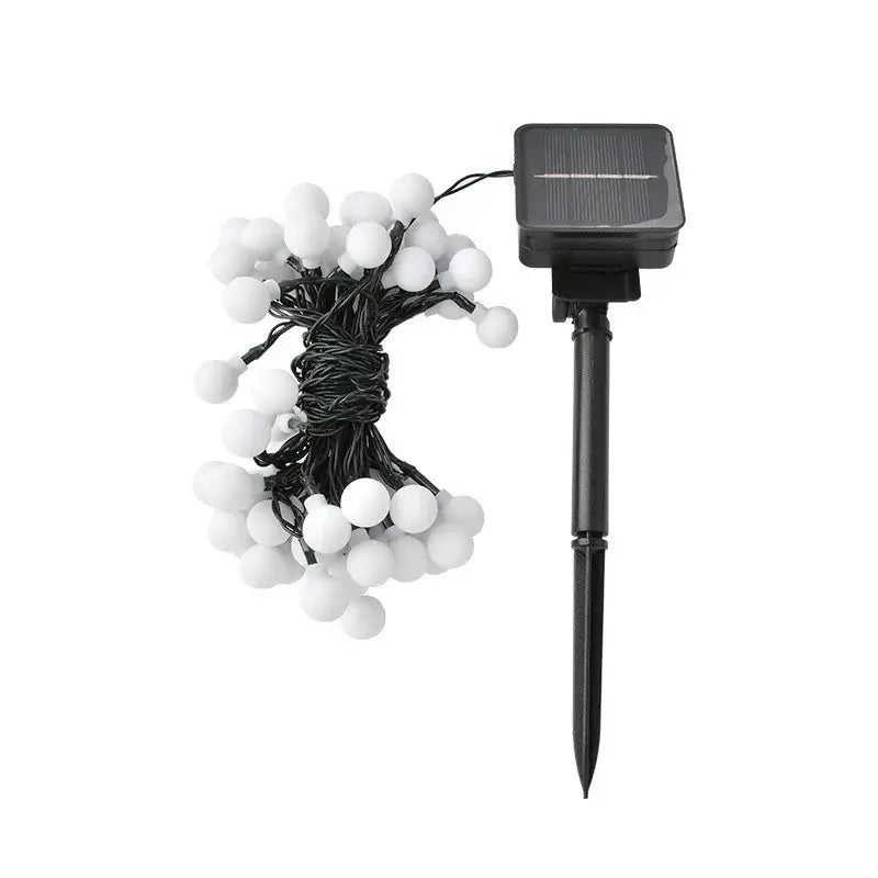 Instalație Crăciun cu panou solar - 12 m / 100 LED-uri – ornament tip bulb, alb rece, energie solară, interior/exterior