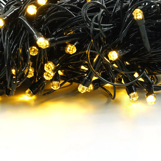 Instalație Crăciun liniară Yoto – 8 jocuri de lumină, fir negru, alb cald, interior, 220 V