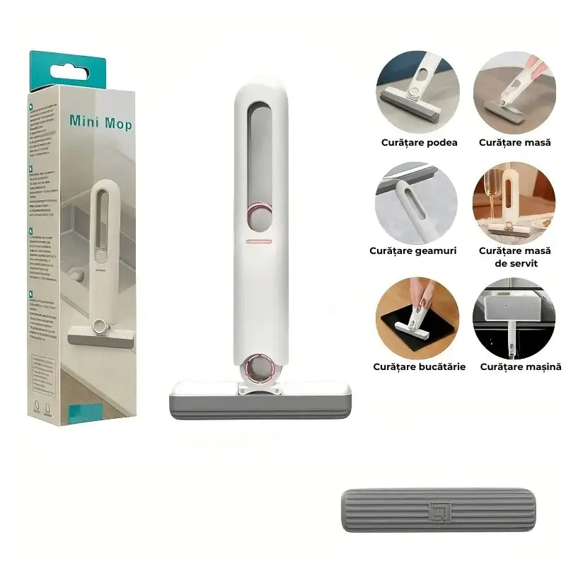 Mini mop de mână, burete pliabil 29.5x15.5 cm, absorbant și eficient