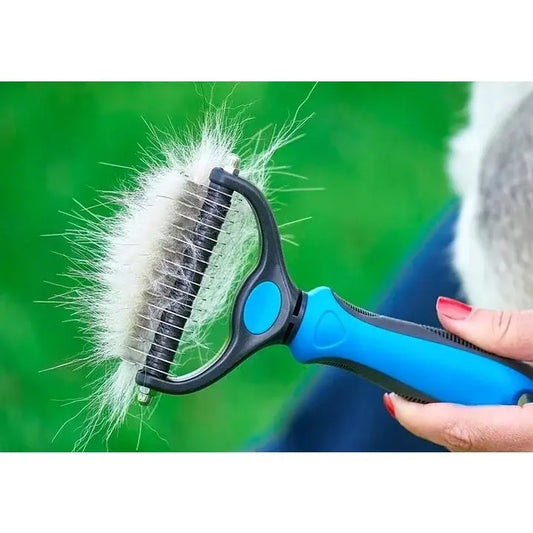 Pieptene animale – dispozitiv de îngrijire cu două fețe, albastru