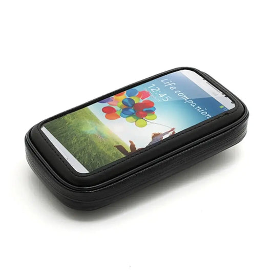 Suport husă telefon bicicletă / motocicletă – rezistent la apă și șocuri, touchscreen, rotativ 360°, pentru telefoane 4,8-5,4 inch, negru