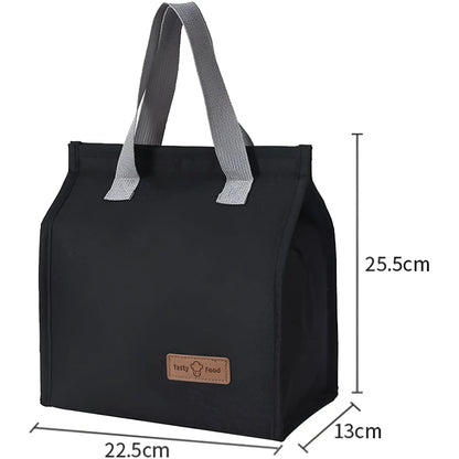 Geanta termoizolanta tip bento bag pentru pranz, 22.5 x 13 x 25.5 cm, 3.3 L, negru