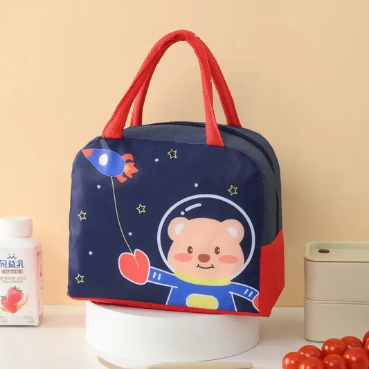 Geanta termoizolanta copii cu model ursulet astronaut pentru scoala si gradinita, 23 x 13 x 19 cm