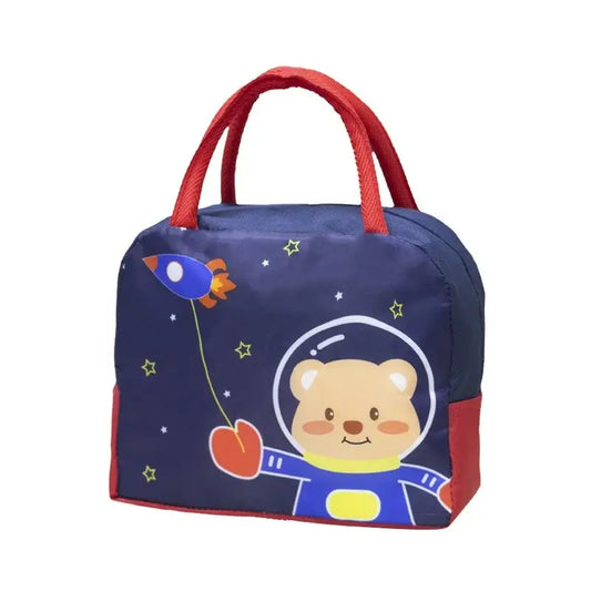 Geanta termoizolanta copii cu model ursulet astronaut pentru scoala si gradinita, 23 x 13 x 19 cm