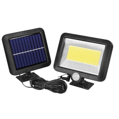 Lampa solara de exterior, cu senzor de miscare, 108 COB LED, 2400 lm, IP65, neagra
