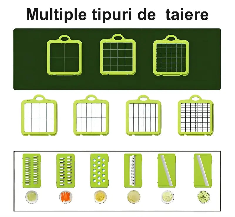 Răzătoare Multifuncțională, 22 Piese, Lame din inox, cutie colectoare
