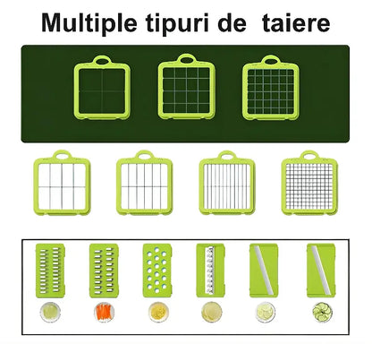 Răzătoare Multifuncțională, 22 Piese, Lame din inox, cutie colectoare