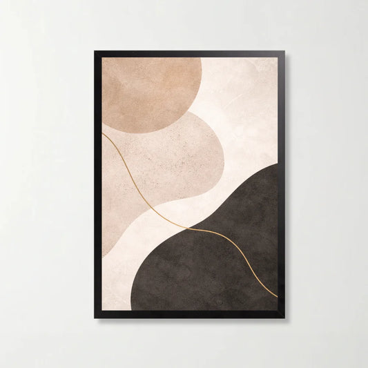 Tablou abstract modern in tonuri neutre, 21 x 29.7 cm, rama neagra
