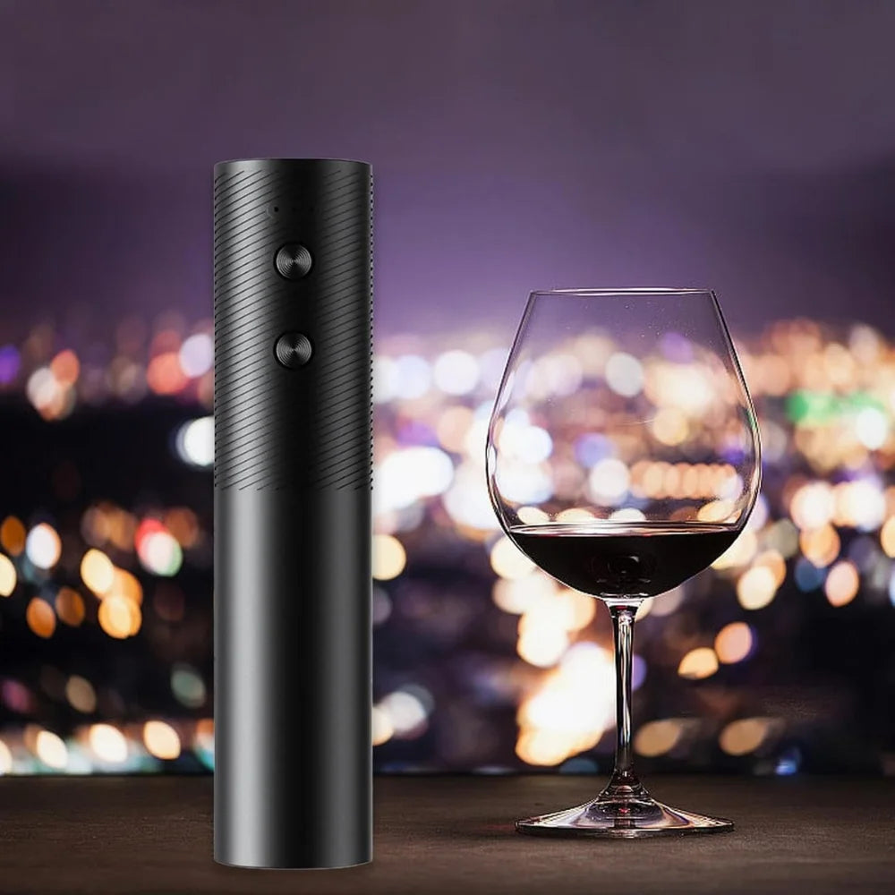 Tirbuson electric pentru vin, reincarcabil USB, baterie 500 mAh, 20W, negru