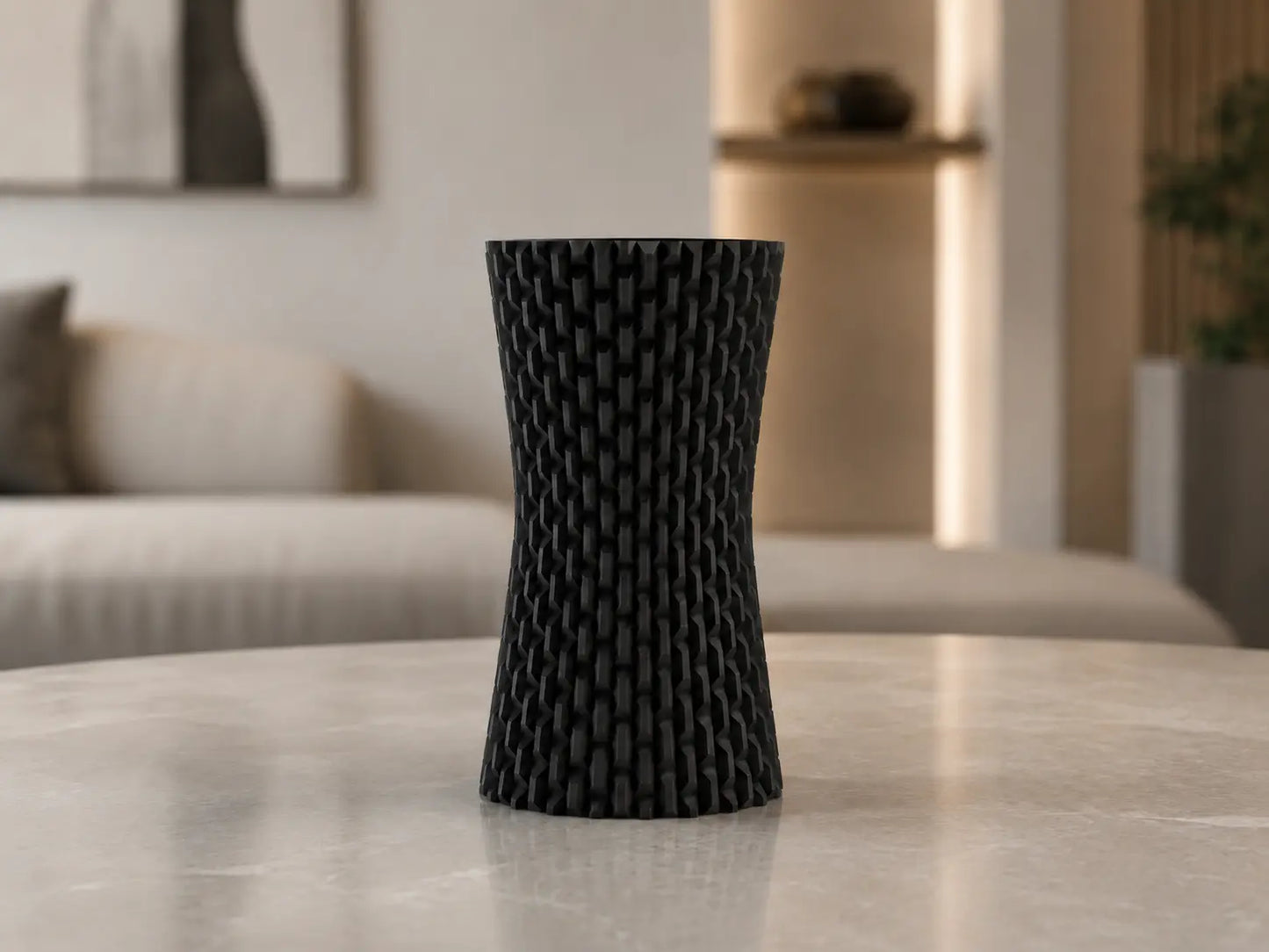 Vaza Obsidian negru mat, 20 cm – Design fatetat