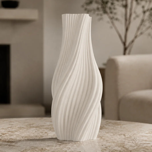 Vaza alb mat, 20 cm, cu forma de picatura, ideala pentru flori artificiale
