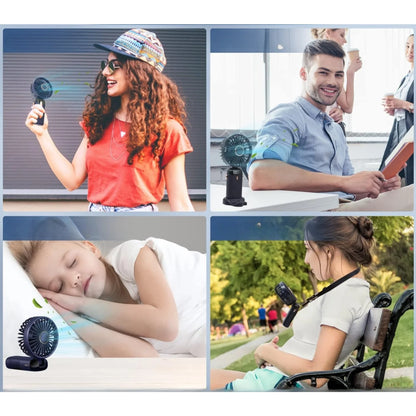 Ventilator Portabil 3 in 1 cu Aromaterapie, 5 Viteze, Ecran LCD, USB-C, Autonomie 12 Ore, Pliabil, Albastru
