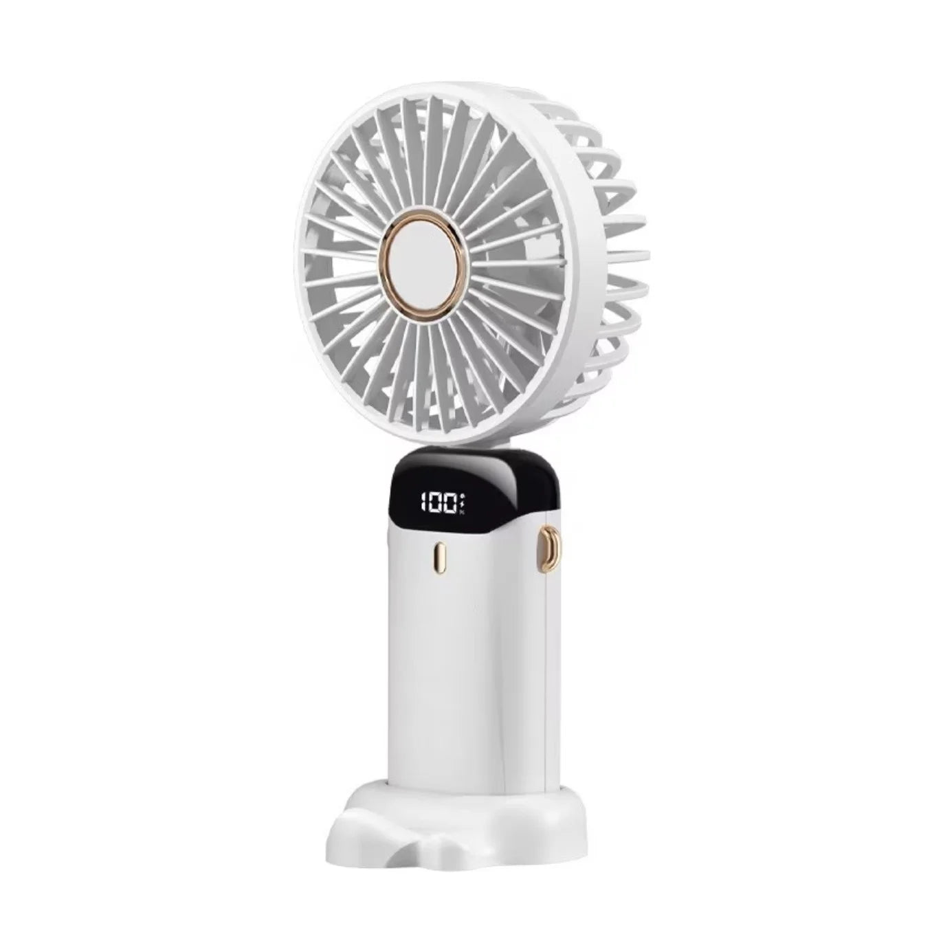 Mini Ventilator Portabil 3 în 1 cu Aromaterapie, Ecran LCD, 5 Viteze, USB-C, Autonomie 12 Ore, Pliabil, Alb
