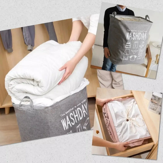 Coș de rufe 72 L textil 30 × 40 × 60 cm – albastru cu imprimeu