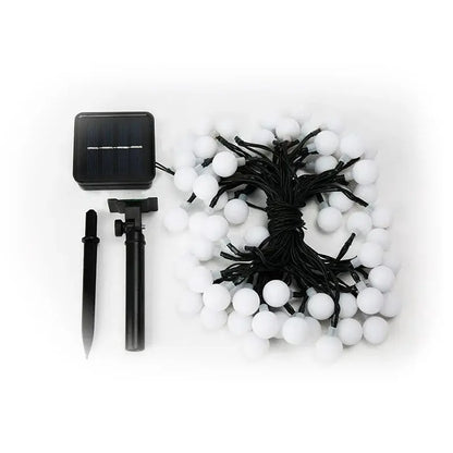 Instalație Crăciun  cu panou solar - 12 m / 100 LED-uri – ornament tip bulb, alb rece, energie solară, interior/exterior