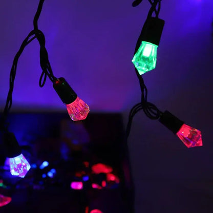 Instalație Crăciun liniară 10 m / 40 LED-uri – multicolor, fir negru, model Diamante, interior/exterior