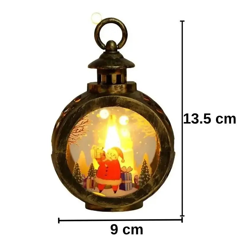 Felinar decorativ de Crăciun cu lumină LED –  baterii incluse, 13.5×9 cm