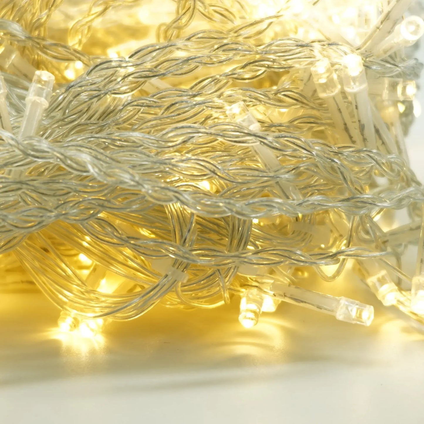 Instalație Crăciun tip perdea LED – 8 jocuri de lumină, fir transparent, alb cald, interior/exterior