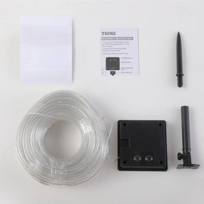 Instalație luminoasă de Crăciun tip furtun luminos – alb rece, încărcare solară, 8 moduri de lumină, interior/exterior