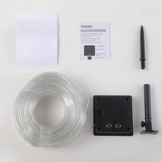 Instalație luminoasă de Crăciun tip furtun luminos – alb rece, încărcare solară, 8 moduri de lumină, interior/exterior