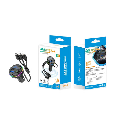 Incarcator auto cu MP3 + QC3.0 & PD 20W – player Bluetooth, 3 mufe simultane (negru)