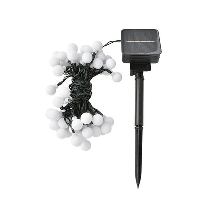 Instalație Crăciun  cu panou solar - 12 m / 100 LED-uri – ornament tip bulb, alb rece, energie solară, interior/exterior