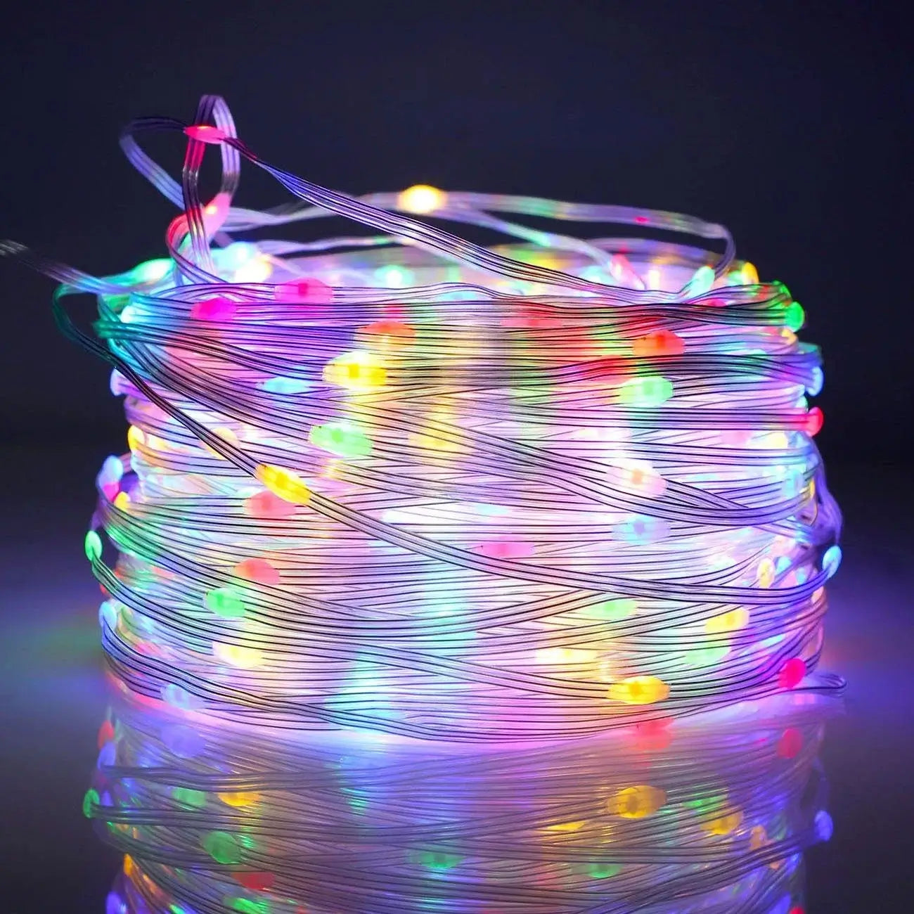 Instalație Crăciun liniară cu micro LED-uri – multicoloră, 8 jocuri de lumină, fir transparent, interior/exterior