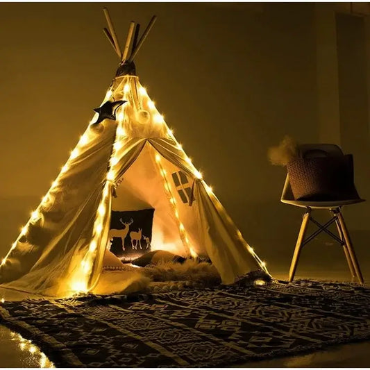 Instalație luminoasă de Crăciun tip furtun luminos – alb cald, 8 moduri de lumină, alimentare solară, interior/exterior