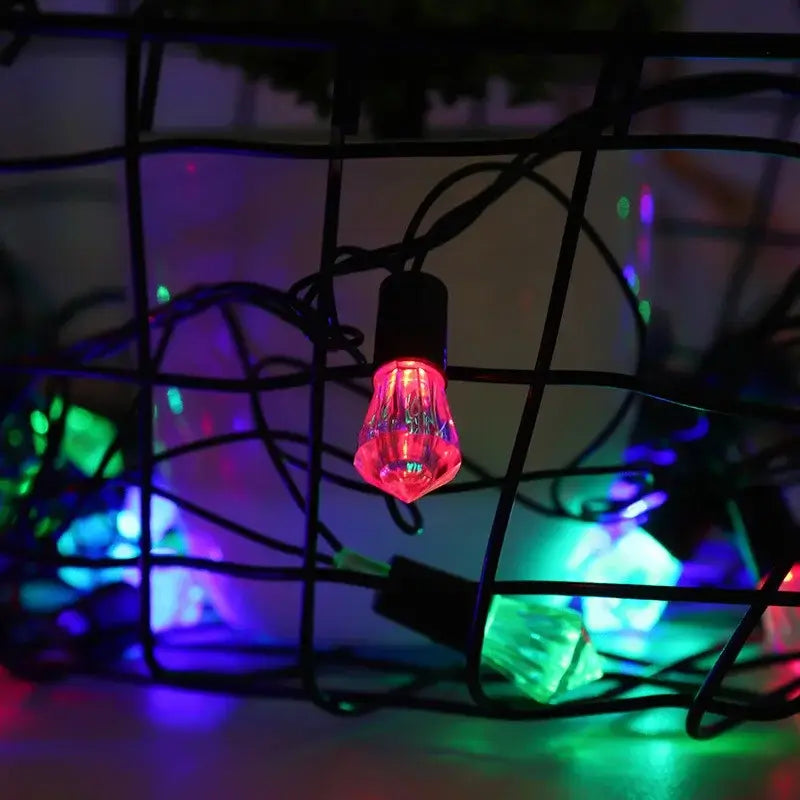 Instalație Crăciun liniară 10 m / 40 LED-uri – multicolor, fir negru, model Diamante, interior/exterior