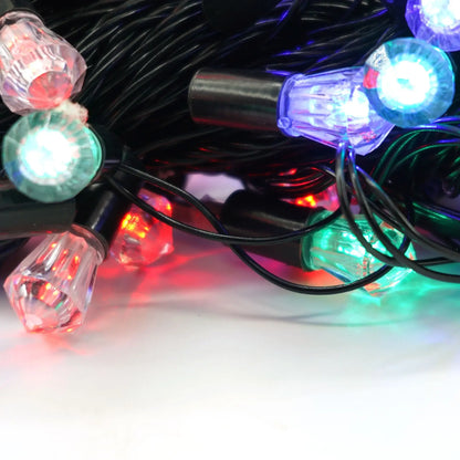 Instalație Crăciun liniară 10 m / 40 LED-uri – multicolor, fir negru, model Diamante, interior/exterior