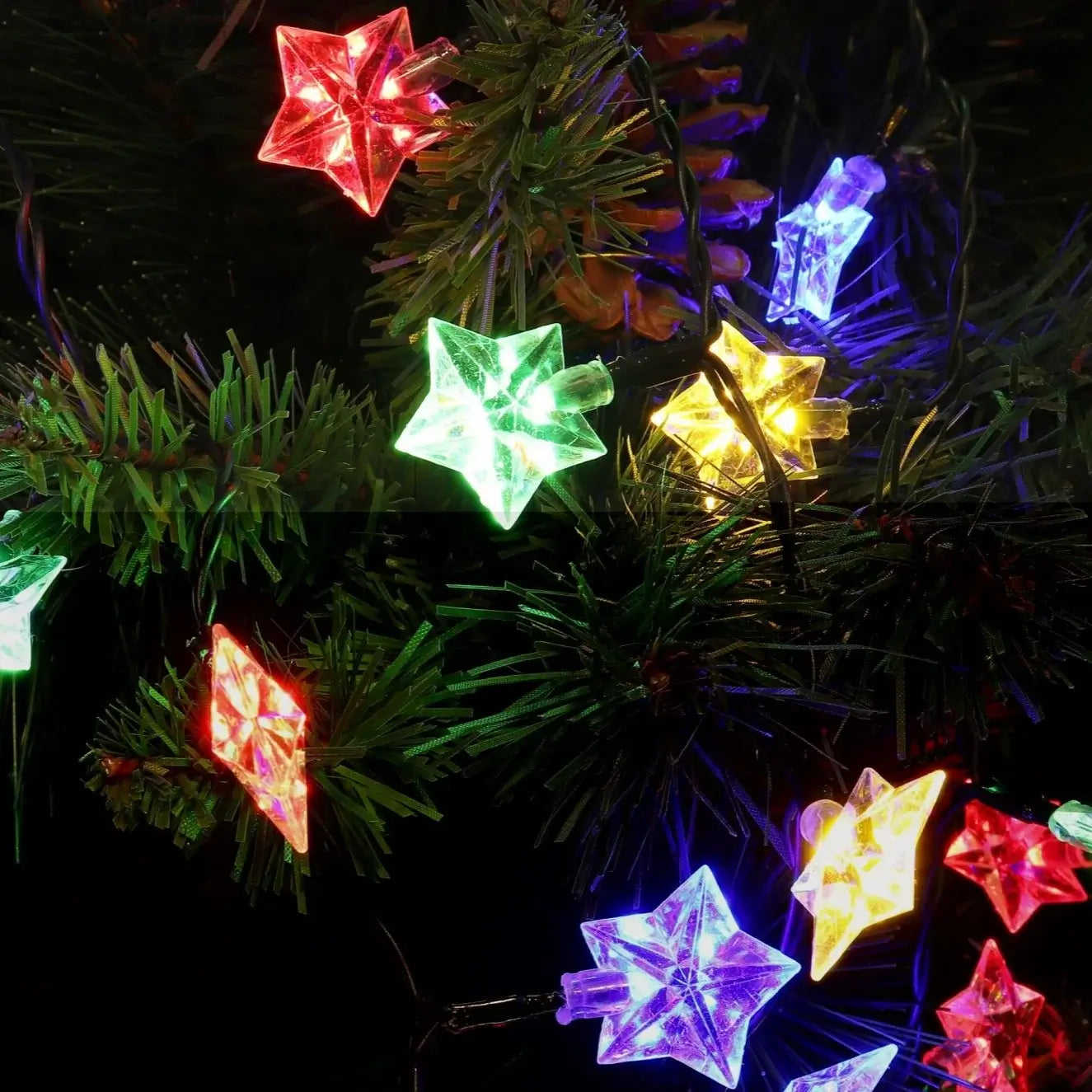 Instalație Crăciun liniară LED – 8 jocuri de lumină, fir negru, multicolor, interior/exterior