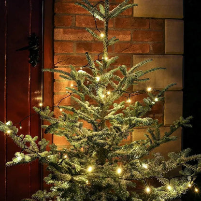 Instalație Crăciun – alb cald, fir negru, 8 moduri de lumină, interconectabilă, interior/exterior