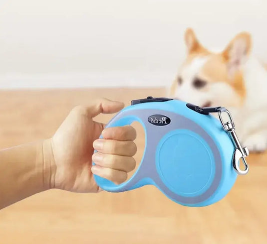 Lesa automată retractabilă 3 m – pentru câini până la 20 kg, carcasă ABS, verde-bleu