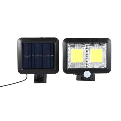 Lampa solara de exterior, cu senzor de miscare, 108 COB LED, 2400 lm, IP65, neagra