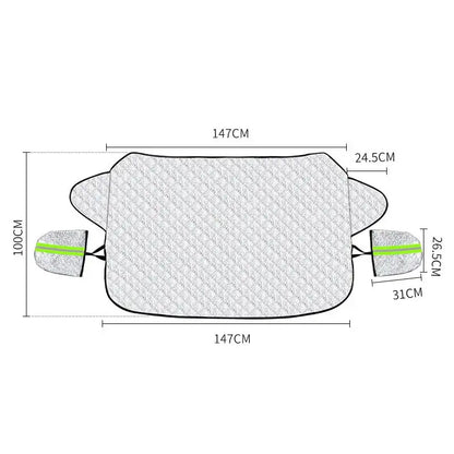Husă protecție parbriz 150×110 cm – scut anti-zăpadă & anti-soare, argintiu