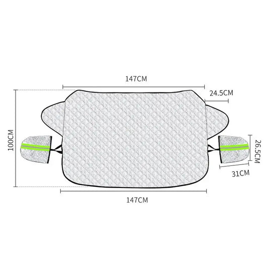 Husă protecție parbriz 150×110 cm – scut anti-zăpadă & anti-soare, argintiu