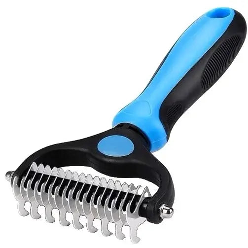Pieptene animale – dispozitiv de îngrijire cu două fețe, albastru