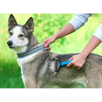 Pieptene animale – dispozitiv de îngrijire cu două fețe, albastru