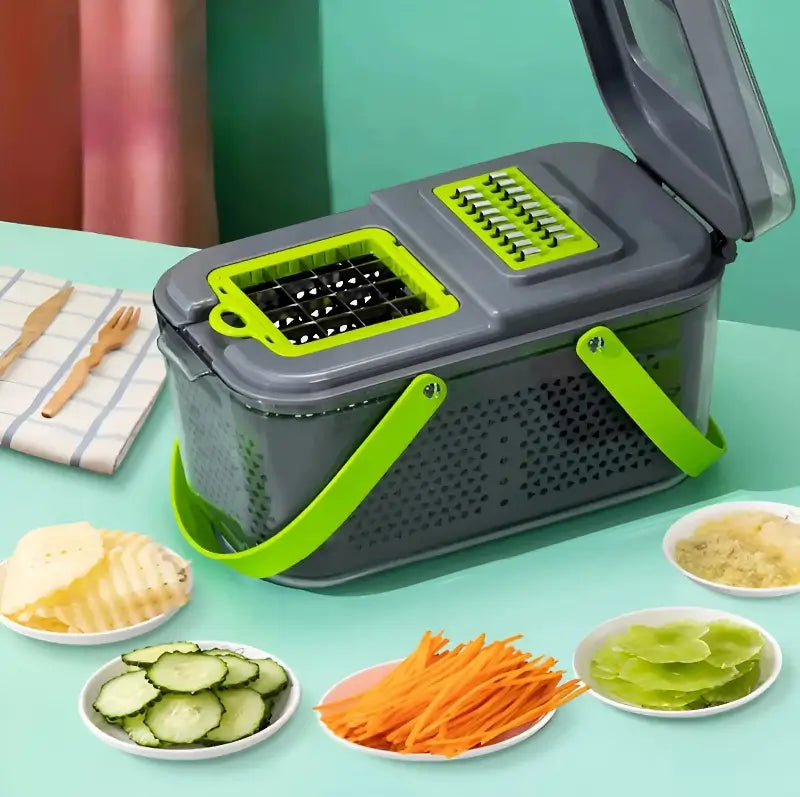 Răzătoare Multifuncțională, 22 Piese, Lame din inox, cutie colectoare