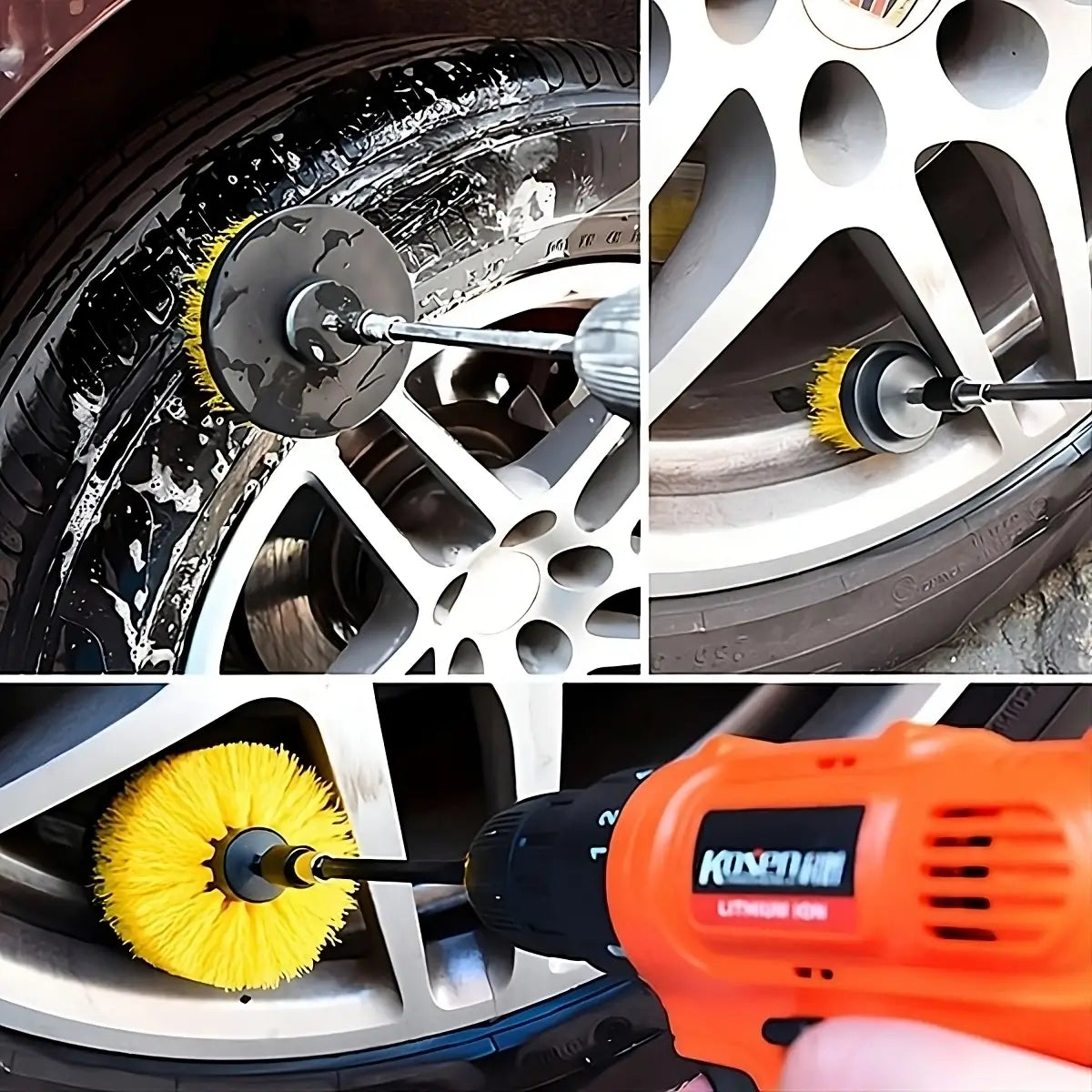 Set 3 perii curățare cu adaptor pentru bormașină autofiletantă