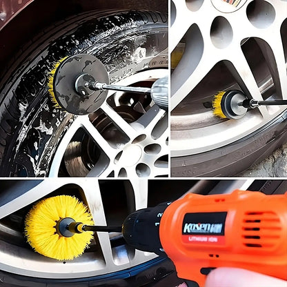 Set 3 perii curățare cu adaptor pentru bormașină autofiletantă