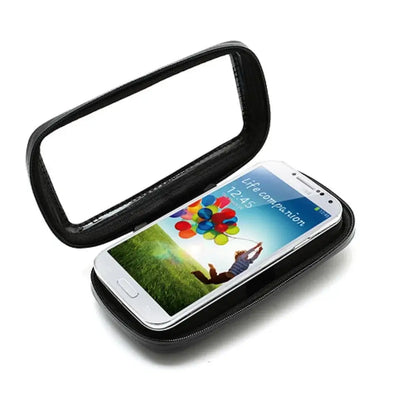 Suport husă telefon bicicletă / motocicletă – rezistent la apă și șocuri, touchscreen, rotativ 360°, pentru telefoane 4,8-5,4 inch, negru