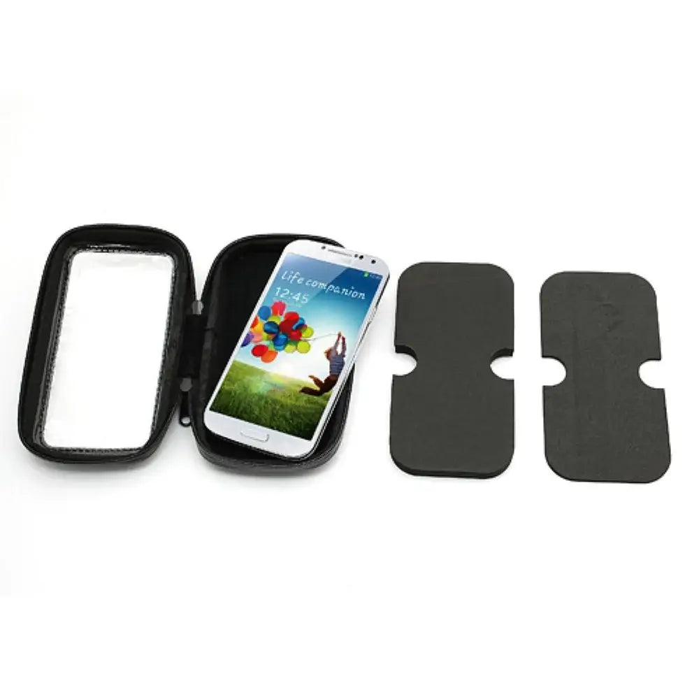 Suport husă telefon bicicletă / motocicletă – rezistent la apă și șocuri, touchscreen, rotativ 360°, pentru telefoane 4,8-5,4 inch, negru